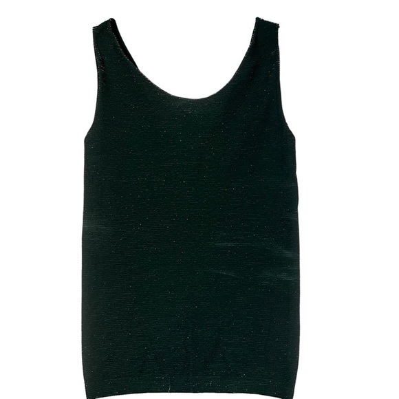NWT Classiques Entier Black Metallic Sleeveless V Neck Stretch Tank Top Small - Picture 2 of 5